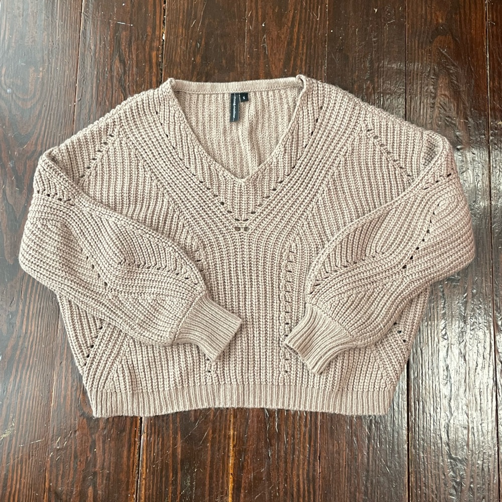 moon & madison Beige V-Neck Knit Sweater
